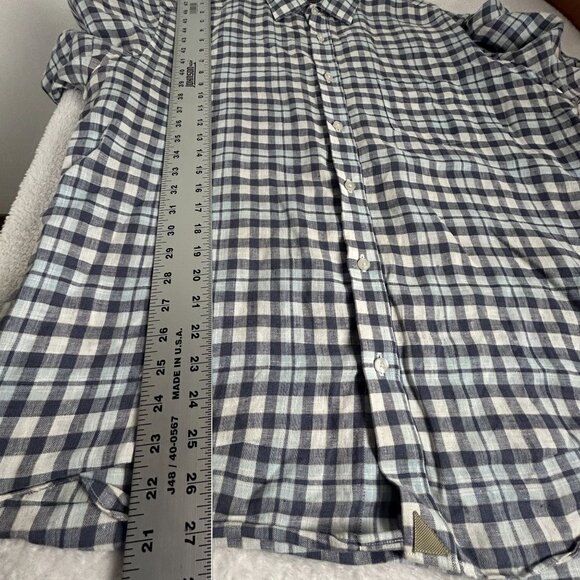 Untuckit Mens Wrinkle-Resistant Gingham Short Sleeve Linen Shirt XL Blue NWOT - Picture 8 of 8
